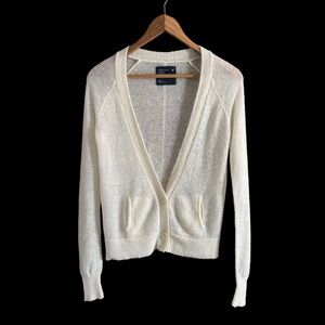 American Eagle Outfitters Off-White Knit 2 Button Lightweight Cardigan Size S